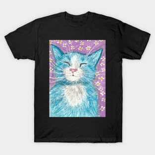 sleepy blue kitten cat art T-Shirt